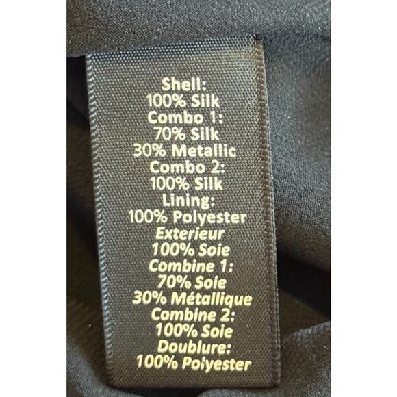 NWOT Elizabeth and James Top Women S Black Silk Floral Metallic Party Event - Picture 4 of 6